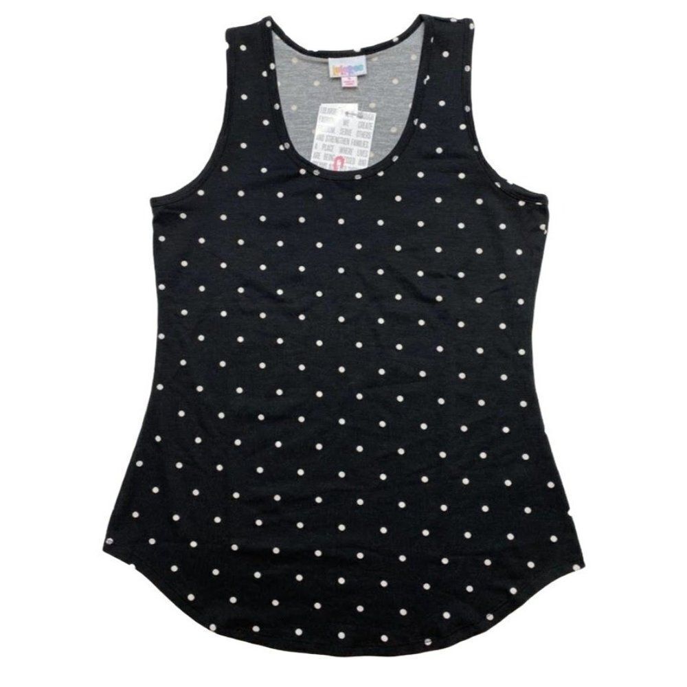 LuLaRoe Black White Polka Dot Scoop Neck Tank Top Sz Small NEW